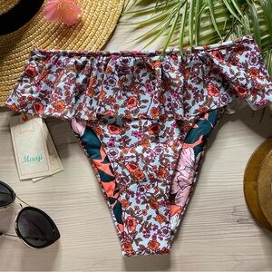 Maaji •• Ditsy Floral Ruffle Reversible High Rise Cheeky Bikini Bottoms